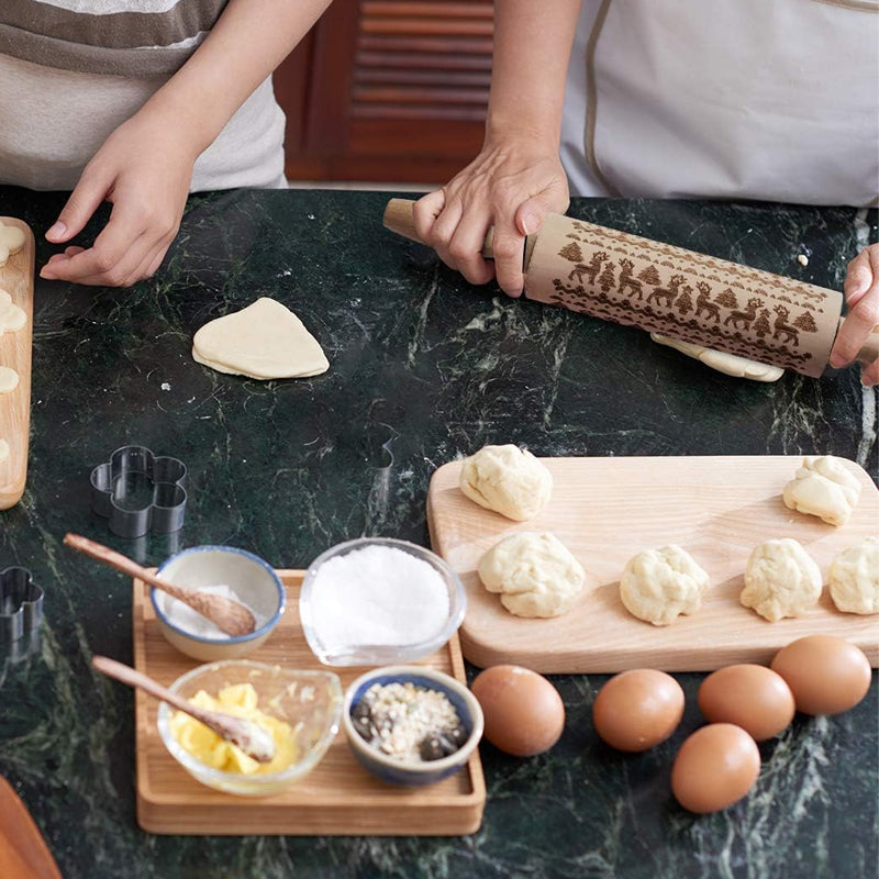 MerryRoll - Weihnachtliche Rolling Pins aus Holz [Letzter Tag Rabatt]