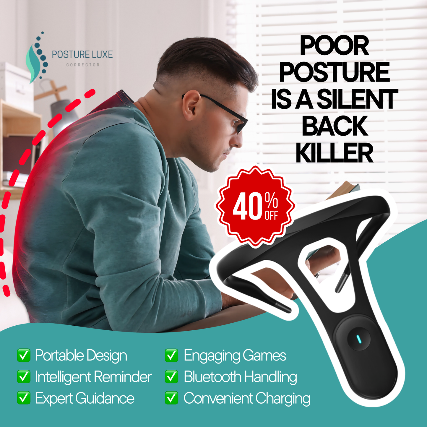 Posture Luxe Pro | Intelligenter Nackenhöcker-Haltungskorrektor