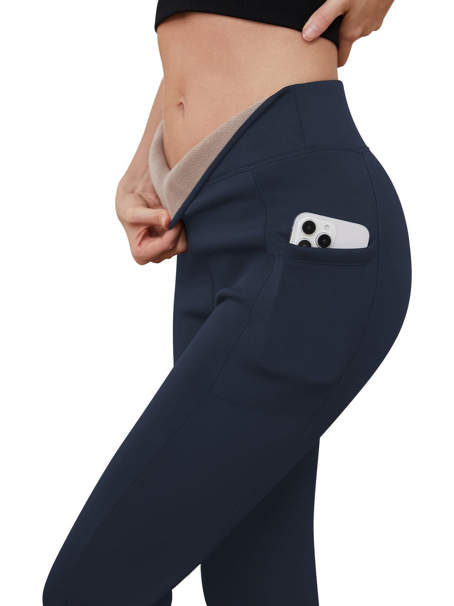 Joja | High-Rise Fleece-Leggings mit Seitenpockets