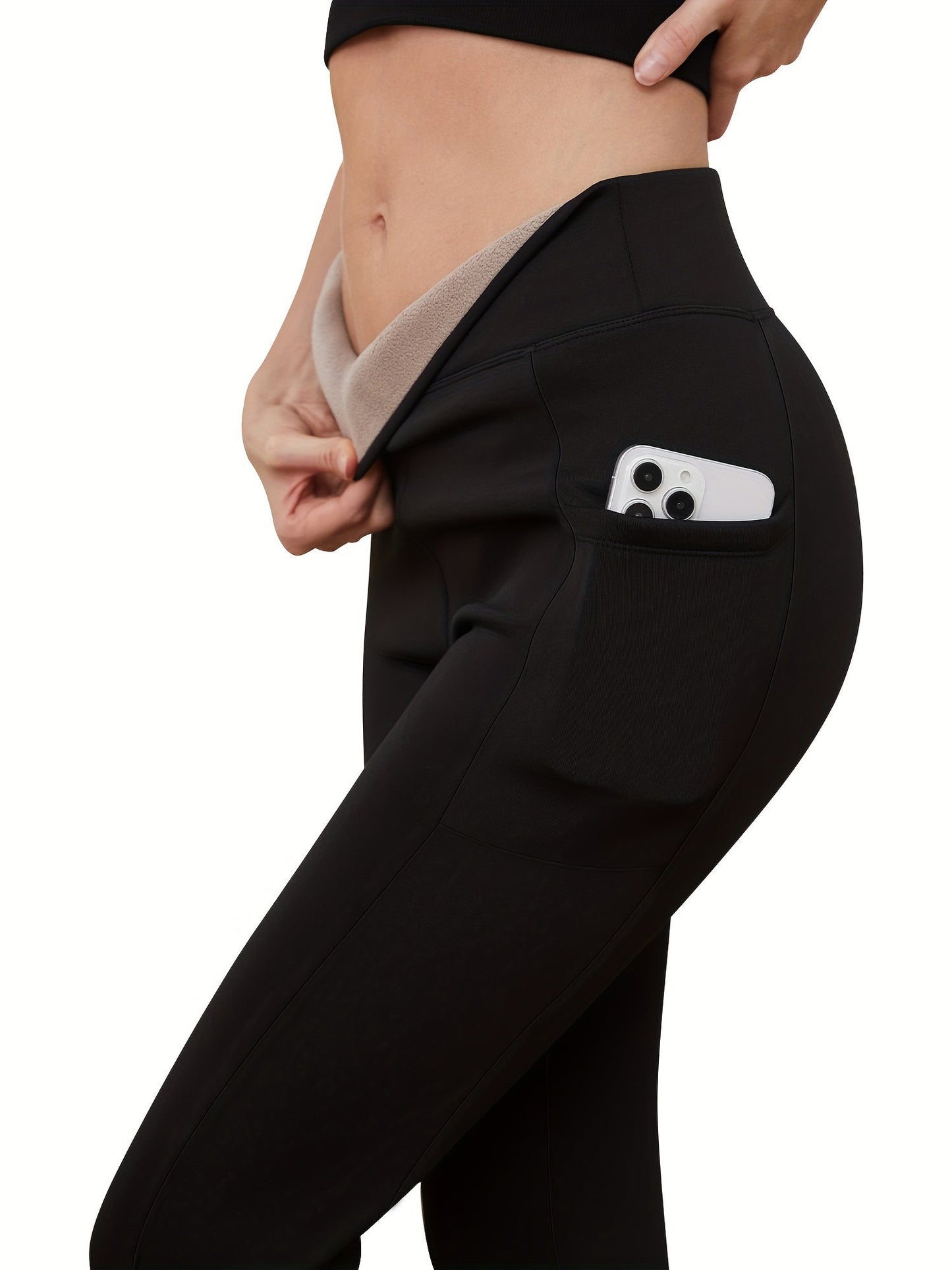 Joja | High-Rise Fleece-Leggings mit Seitenpockets