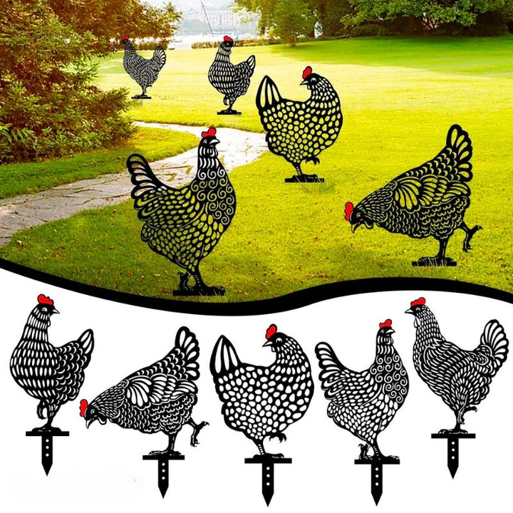 HappyChicken - Hühner-Gartendekoration - Satz von 5