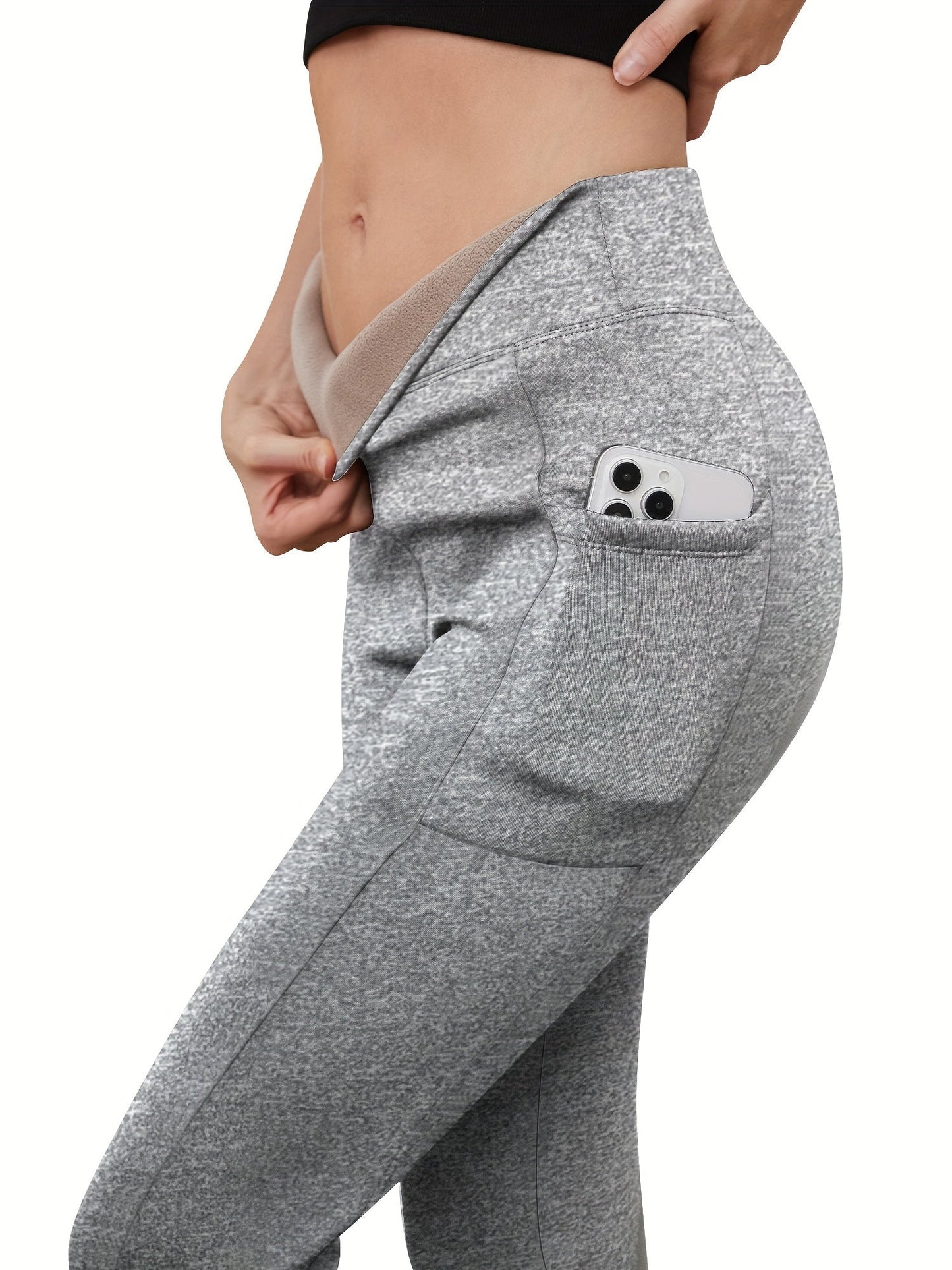 Joja | High-Rise Fleece-Leggings mit Seitenpockets