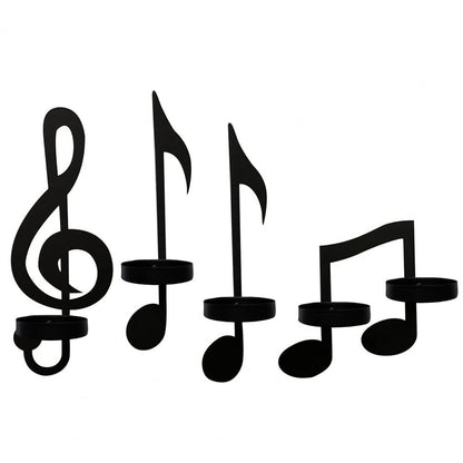 MusicCandle - Schwarzer Musiknoten-Wandkerzenhalter